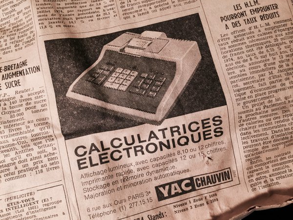 In a @lemondefr newspaper from 1974, there is an ad for “electronic calculators” #MadeleineprojectEN https://t.co/0ePHktrNzL
